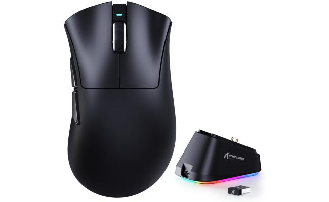 ATTACK SHARK V3 PRO Tri-Mode Wireless Gaming Mouse Black with RGB Charging Dock